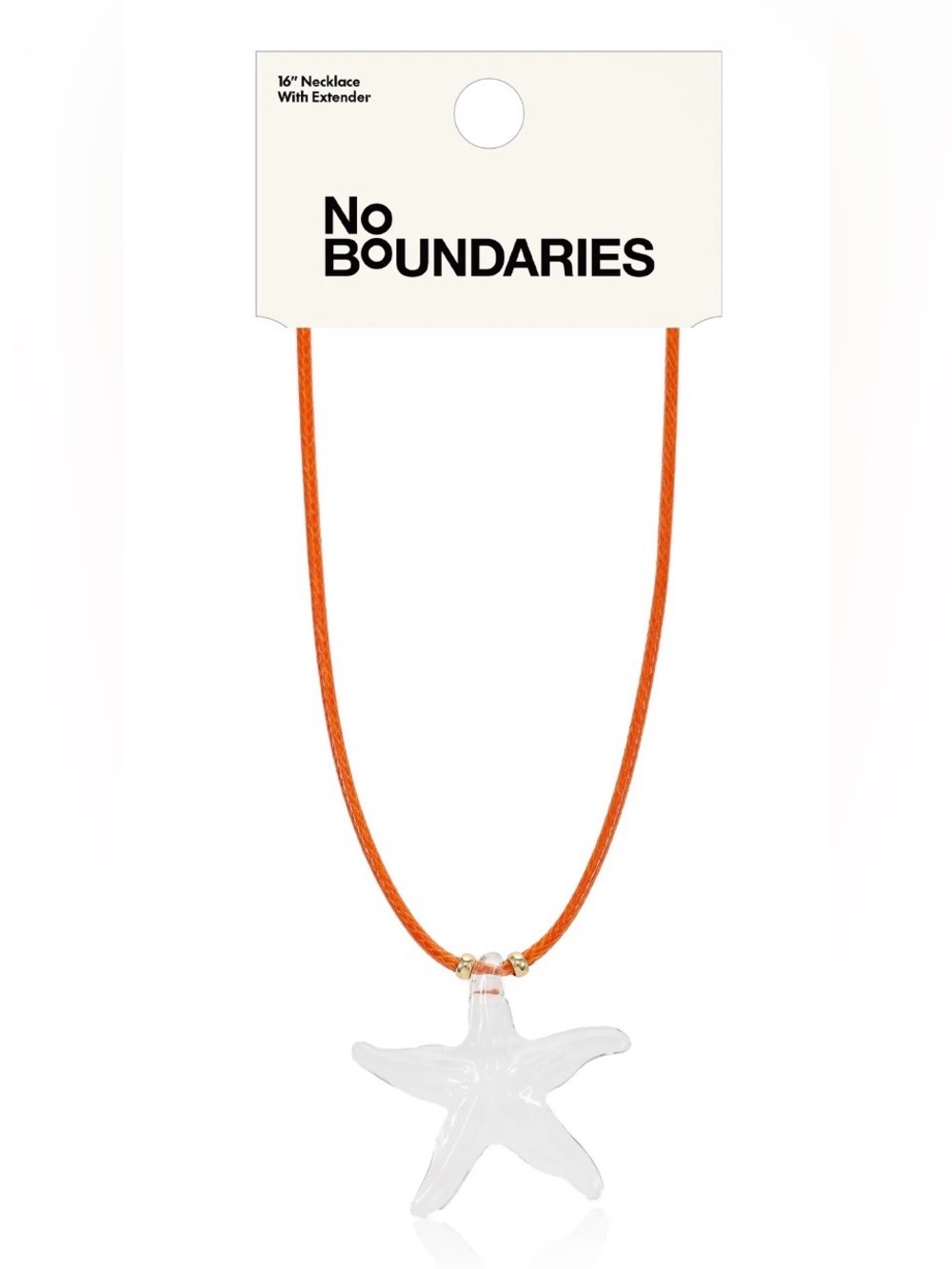 No Boundaries Orange Cord Necklace with Clear Starfish Charm